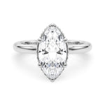 LUMEO Marquise Hidden Halo Diamond Engagement Ring Set in Platinum 
