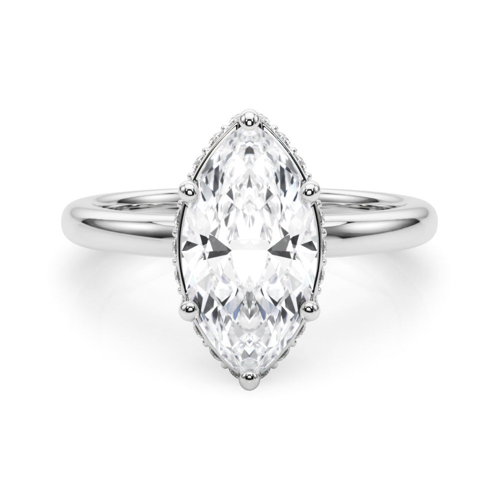 LUMEO Marquise Hidden Halo Diamond Engagement Ring Set in Platinum 