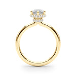 LUMEO Marquise Hidden Halo Diamond Engagement Ring Side View in 18k Solid Yellow Gold 