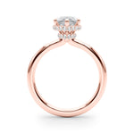 LUMEO Marquise Hidden Halo Diamond Engagement Ring Side View in 18k Solid Rose Gold 