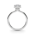 LUMEO Marquise Hidden Halo Diamond Engagement Ring Side View in Platinum 