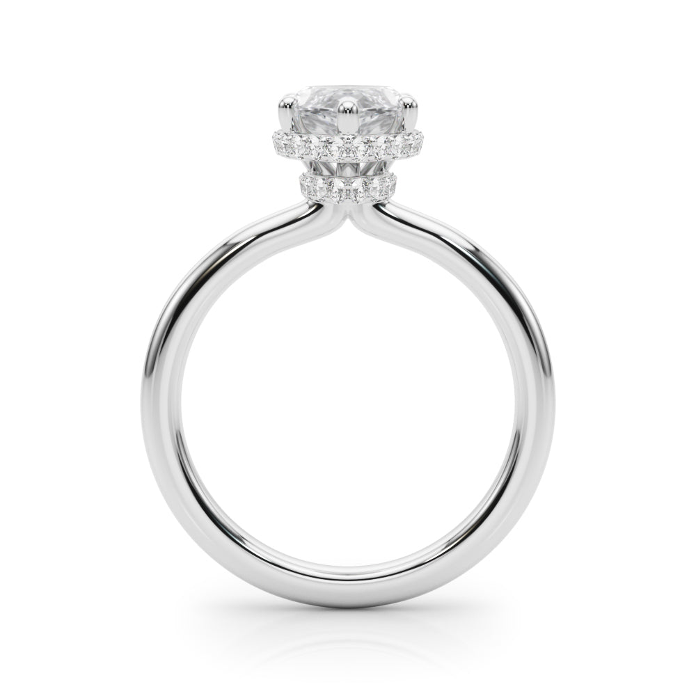 LUMEO Marquise Hidden Halo Diamond Engagement Ring Side View in Platinum 