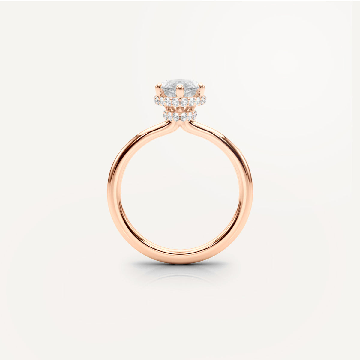 LUMEO Marquise Double Hidden Halo Diamond Engagement Ring Side View in 18k Solid Rose Gold 
