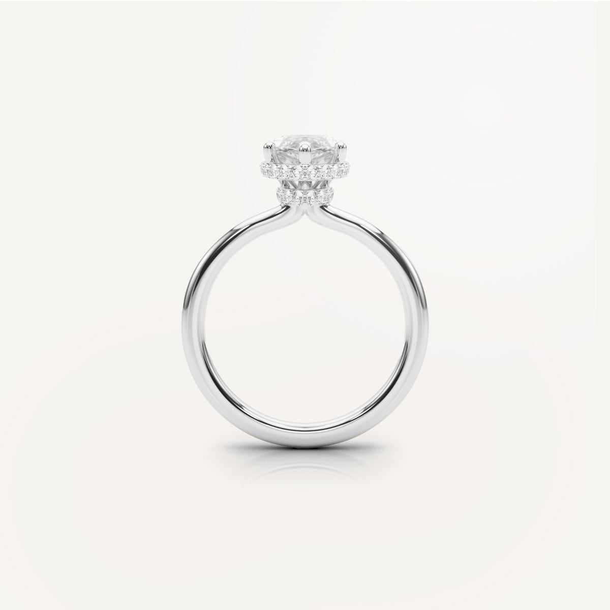 LUMEO Marquise Double Hidden Halo Diamond Engagement Ring Side View in Platinum or 18k Solid White Gold 