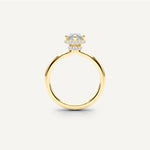 LUMEO Marquise Double Hidden Halo Diamond Engagement Ring Side View in 18k Solid Yellow Gold 