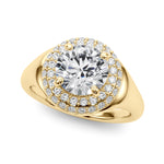 LUMEO Pear Hidden Halo Diamond Engagement Ring Front View in 18k Solid Yellow Gold 