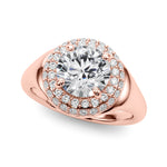LUMEO Pear Hidden Halo Diamond Engagement Ring Front View in 18k Solid Rose Gold 
