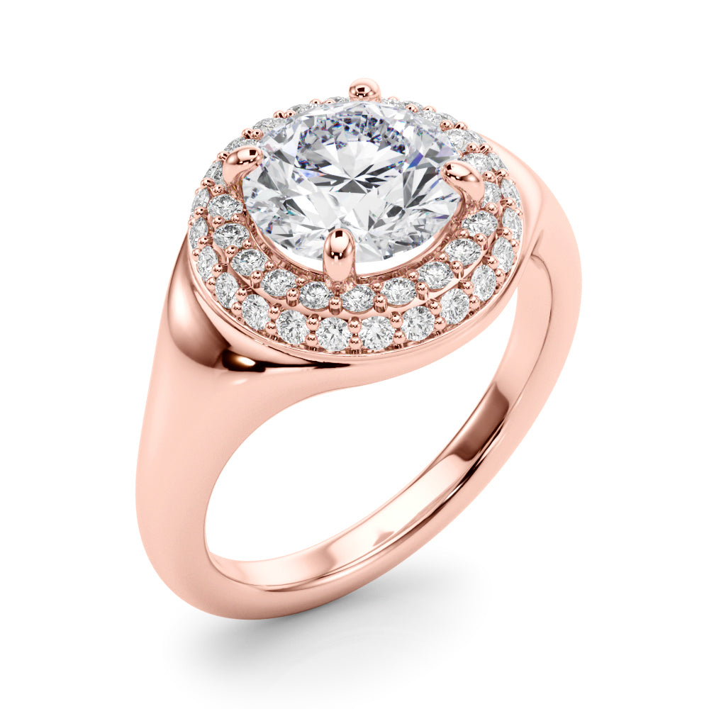 LUMEO Pear Hidden Halo Diamond Engagement Ring Angle View in 18k Solid Rose Gold 