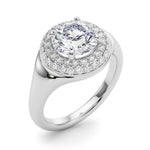 LUMEO Pear Hidden Halo Diamond Engagement Ring Angle View in Platinum 