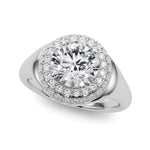 LUMEO Pear Hidden Halo Diamond Engagement Ring Front View in Platinum 