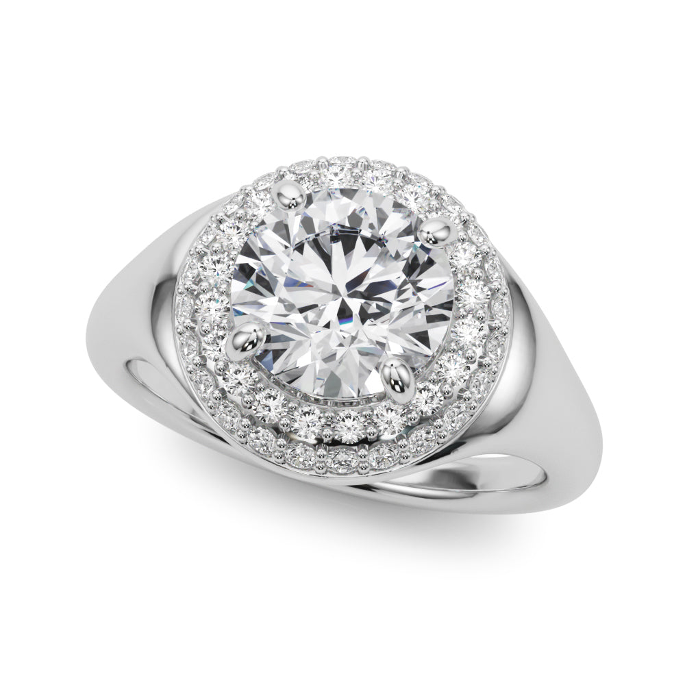 LUMEO Pear Hidden Halo Diamond Engagement Ring Front View in Platinum 