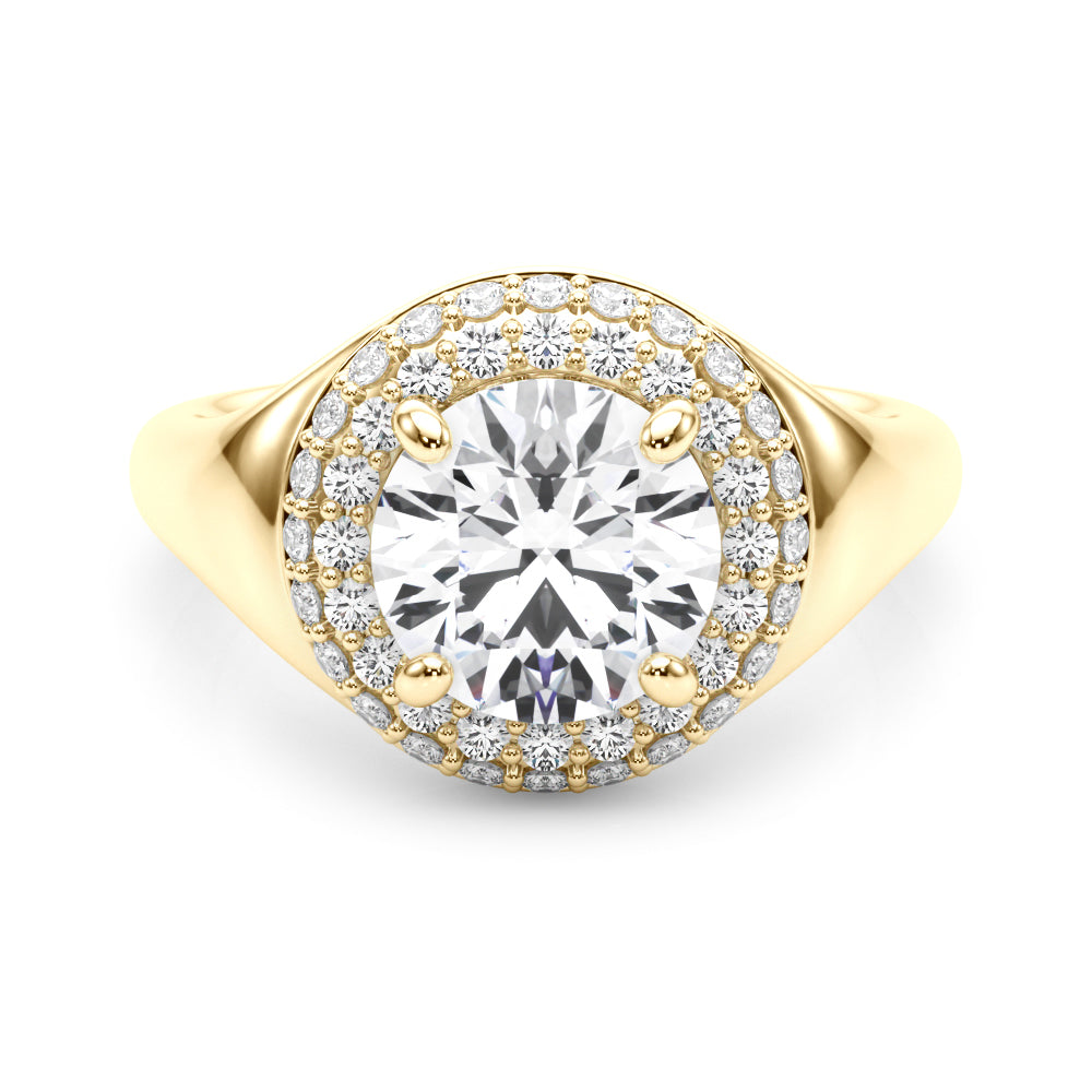 LUMEO Pear Hidden Halo Diamond Engagement Ring Set in 18k Solid Yellow Gold 