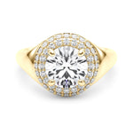LUMEO Pear Hidden Halo Diamond Engagement Ring Set in 18k Solid Yellow Gold 