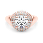 LUMEO Pear Hidden Halo Diamond Engagement Ring Set in 18k Solid Rose Gold 