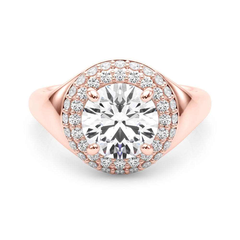 LUMEO Pear Hidden Halo Diamond Engagement Ring Set in 18k Solid Rose Gold 