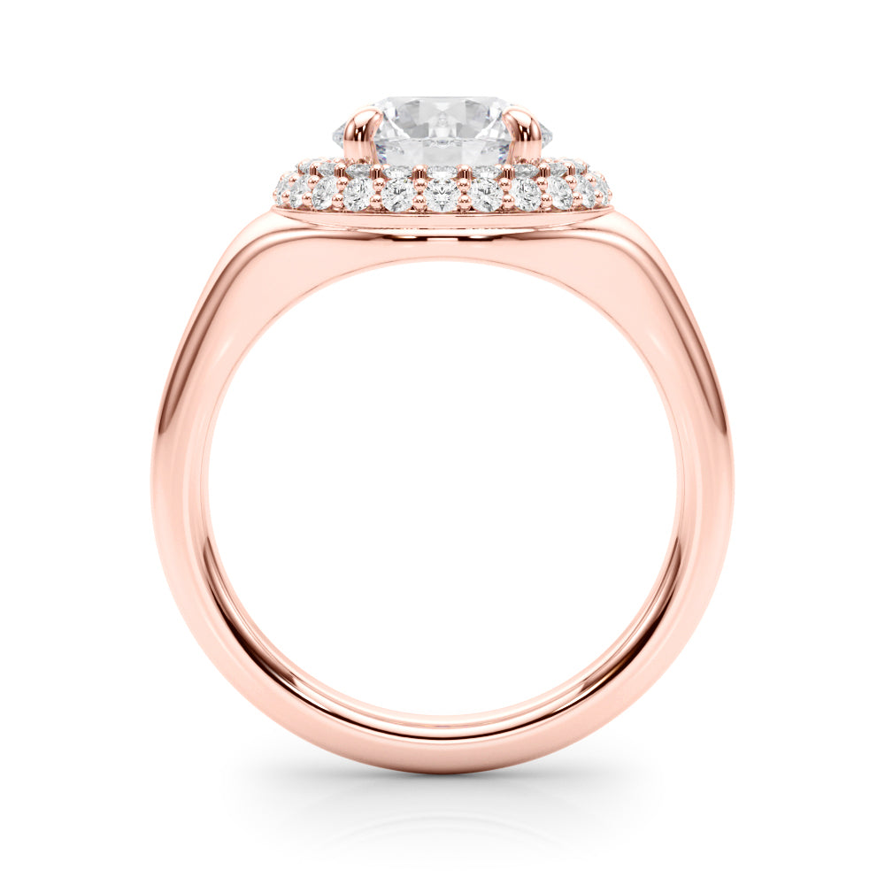 LUMEO Pear Hidden Halo Diamond Engagement Ring Side View in 18k Solid Rose Gold 