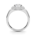 LUMEO Pear Hidden Halo Diamond Engagement Ring Side View in Platinum 