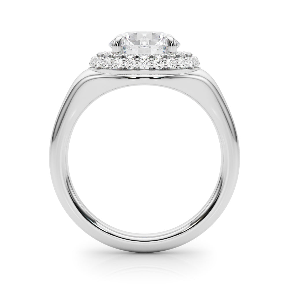 LUMEO Pear Hidden Halo Diamond Engagement Ring Side View in Platinum 