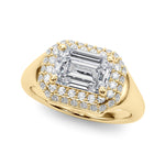 LUMEO Princess Hidden Halo Diamond Engagement Ring Front View in 18k Solid Yellow Gold 