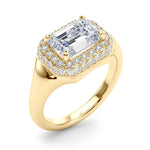 LUMEO Princess Hidden Halo Diamond Engagement Ring Angle View in 18k Solid Yellow Gold 