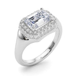 LUMEO Princess Hidden Halo Diamond Engagement Ring Angle View in Platinum 