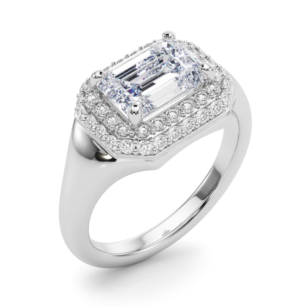 LUMEO Princess Hidden Halo Diamond Engagement Ring Angle View in Platinum 