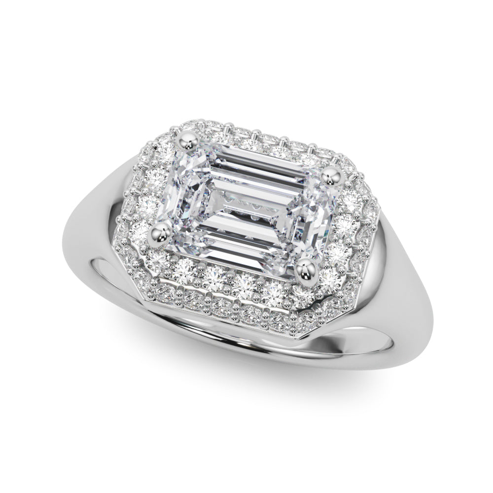 LUMEO Princess Hidden Halo Diamond Engagement Ring Front View in Platinum 