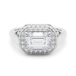 LUMEO Princess Hidden Halo Diamond Engagement Ring Set in Platinum 