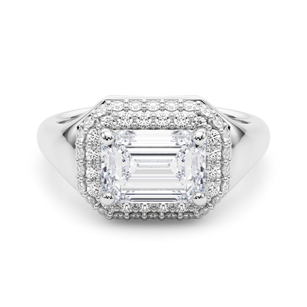 LUMEO Princess Hidden Halo Diamond Engagement Ring Set in Platinum 