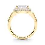 LUMEO Princess Hidden Halo Diamond Engagement Ring Side View in 18k Solid Yellow Gold 