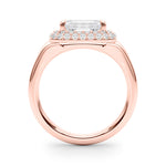 LUMEO Princess Hidden Halo Diamond Engagement Ring Side View in 18k Solid Rose Gold 