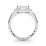 LUMEO Princess Hidden Halo Diamond Engagement Ring Side View in Platinum 