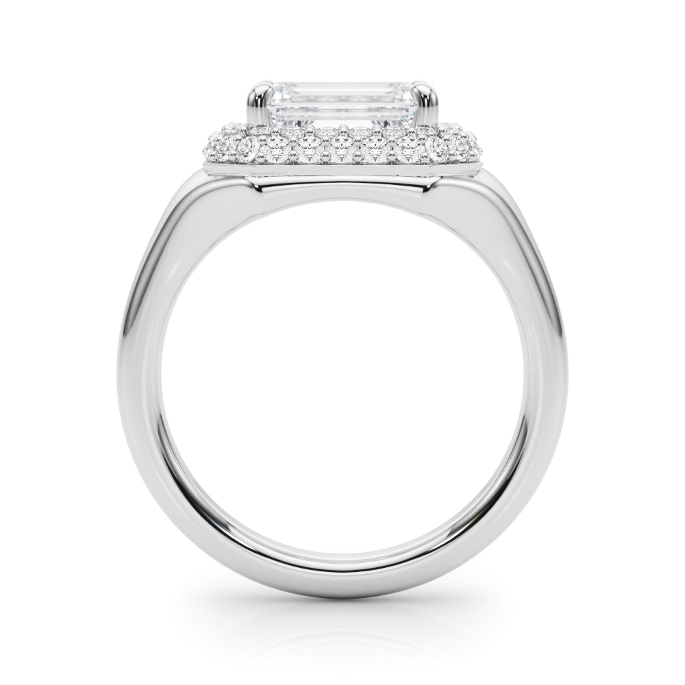 LUMEO Princess Hidden Halo Diamond Engagement Ring Side View in Platinum 