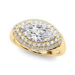 LUMEO Marquise Hidden Halo Diamond Engagement Ring Front View in 18k Solid Yellow Gold 