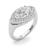 LUMEO Marquise Hidden Halo Diamond Engagement Ring Angle View in Platinum 