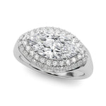LUMEO Marquise Hidden Halo Diamond Engagement Ring Front View in Platinum 