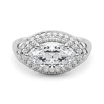 LUMEO Marquise Hidden Halo Diamond Engagement Ring Set in Platinum 