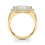 LUMEO Marquise Hidden Halo Diamond Engagement Ring Side View in 18k Solid Yellow Gold 
