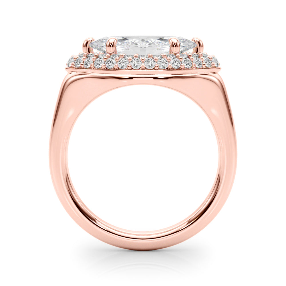 LUMEO Marquise Hidden Halo Diamond Engagement Ring Side View in 18k Solid Rose Gold 