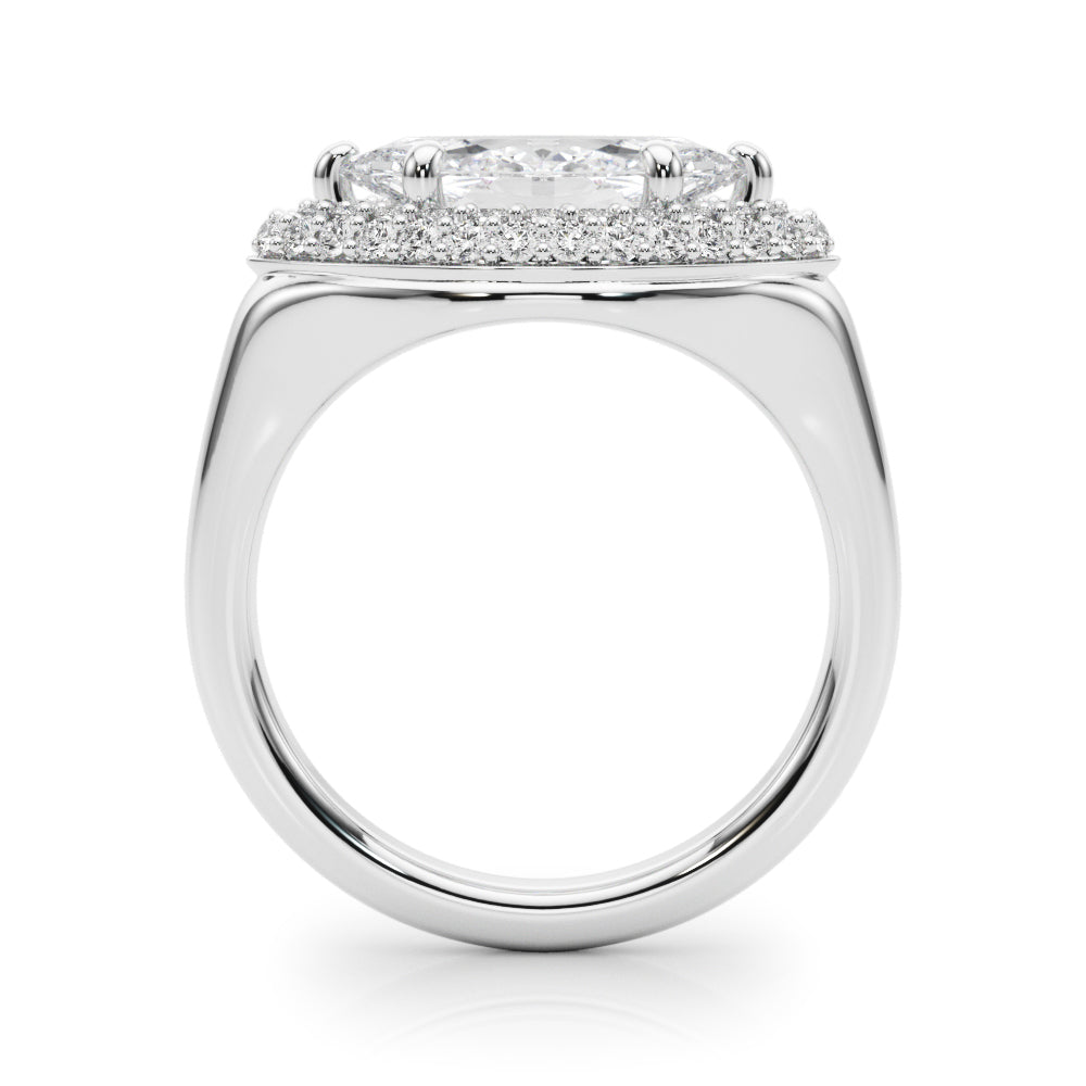 LUMEO Marquise Hidden Halo Diamond Engagement Ring Side View in Platinum 