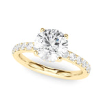 LUMEO Round Hidden Halo Diamond Engagement Ring Front View in 18k Solid Yellow Gold 