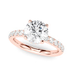 LUMEO Round Hidden Halo Diamond Engagement Ring Front View in 18k Solid Rose Gold 