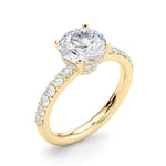 LUMEO Round Hidden Halo Diamond Engagement Ring Angle View in 18k Solid Yellow Gold 