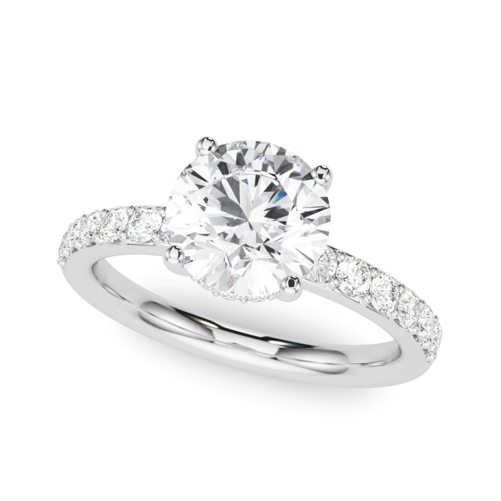LUMEO Round Hidden Halo Diamond Engagement Ring Front View in Platinum 