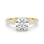 LUMEO Round Hidden Halo Diamond Engagement Ring Set in 18k Solid Yellow Gold 
