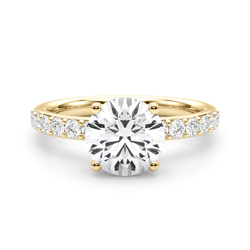 LUMEO Round Hidden Halo Diamond Engagement Ring Set in 18k Solid Yellow Gold 