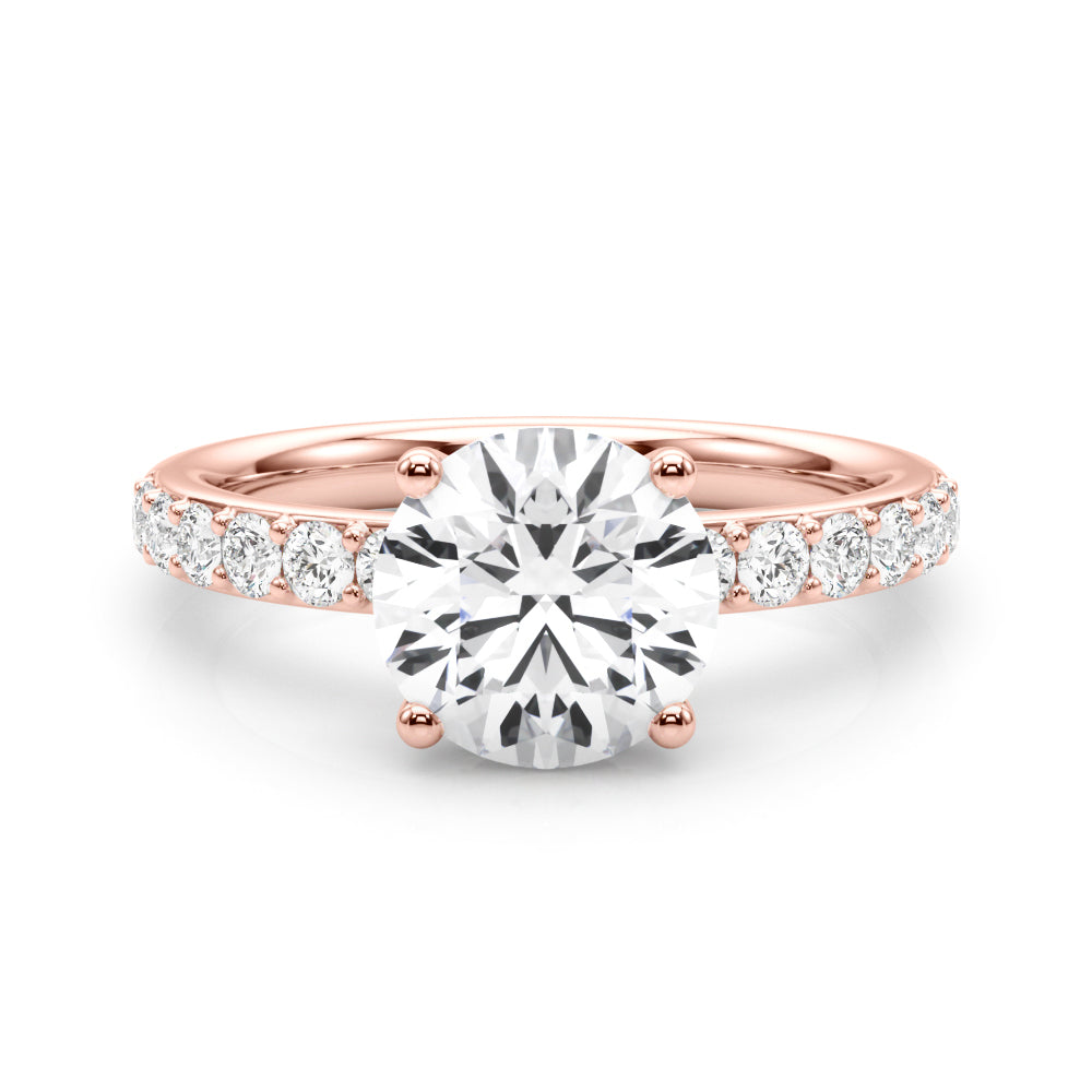 LUMEO Round Hidden Halo Diamond Engagement Ring Set in 18k Solid Rose Gold 