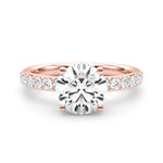LUMEO Round Hidden Halo Diamond Engagement Ring Set in 18k Solid Rose Gold 