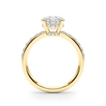 LUMEO Round Hidden Halo Diamond Engagement Ring Side View in 18k Solid Yellow Gold 