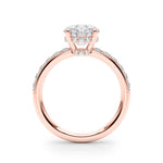 LUMEO Round Hidden Halo Diamond Engagement Ring Side View in 18k Solid Rose Gold 